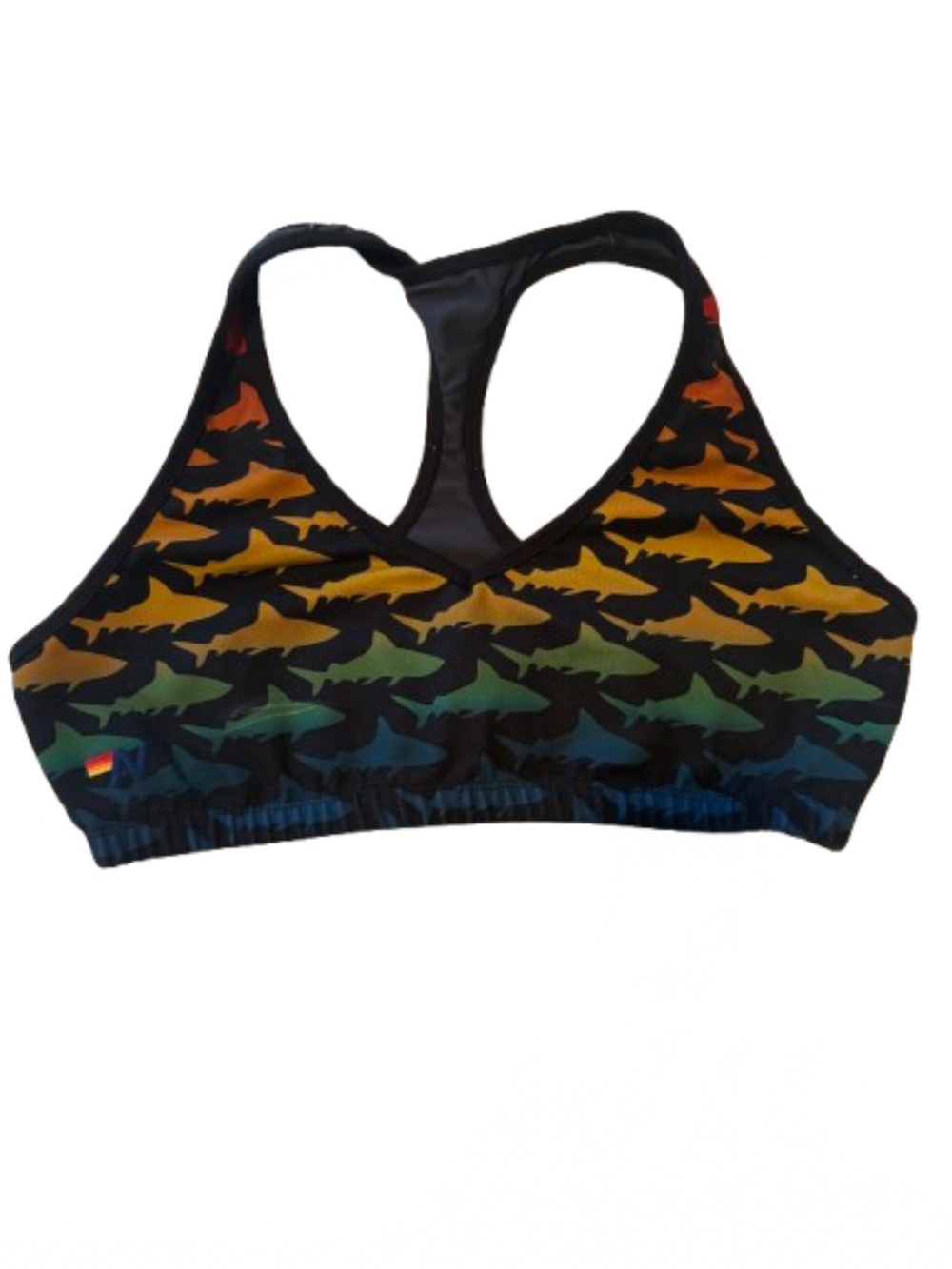 Aviator nation Black Rainbow Shark Sports Top